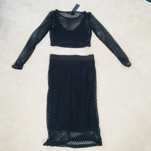 Kardashian Kollection Dresses & Skirts - Kardashian Kollection mesh crop top and skirt set